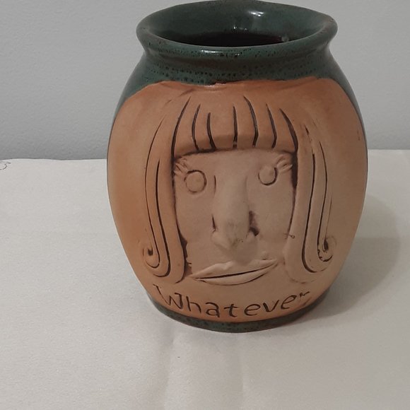 Ceramic And Clay Sculptured Face "Whatever Vase" - Picture 1 of 5